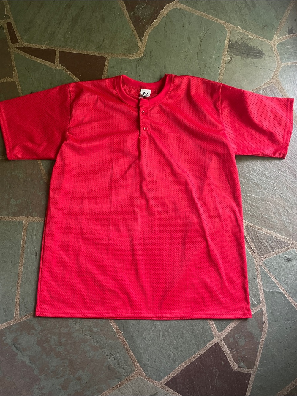 NWOT Men's Red Mesh Jersey Shirt - Casual Short Sleeve